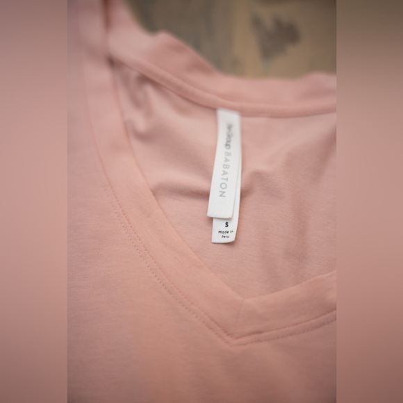 Babaton Pink V-Neck Tee S — Soft Lightweight Everyday Essential Aritzia - Picture 5 of 6